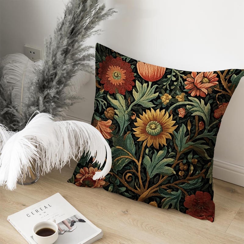 RBAFAO William Morris Inspired Abstract Vintage Floral Design Throw Pillow Covers Home Decor Art Pillowcase Cushion Cover for Bed Sofa Living Room, Car Indoor and Outdoor (Flowers, 18x18inches) - Image 4